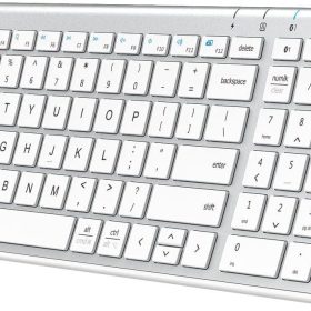 Bluetooth Keyboard, Universal Bluetooth 5.1 Wireless Keyboard with Number Pad, Ergonomic Design, Multi-Device Compatibility, Stable Connection for