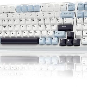 Wireless Mechanical Keyboard, Hot Swappable Custom Keyboard,Pre-lubed Linear Switches,Gasket Structure,RGB Backlit Gaming Keyboard (Blue&White)