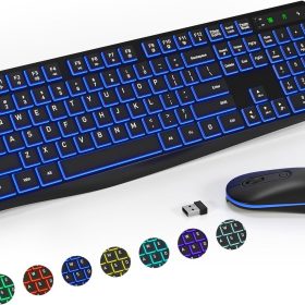 Wireless Keyboard and Mouse Combo,  2.4G Full-Sized Ergonomic Keyboard Mouse,  Adjustable Cordless USB Keyboard and Mouse,